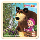 Bino Máša a medvěd se zajícem, dřevěné puzzle,15x15 cm