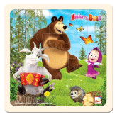 Bino Máša a medvěd s kozlíkem, dřevěné puzzle, 20x20 cm