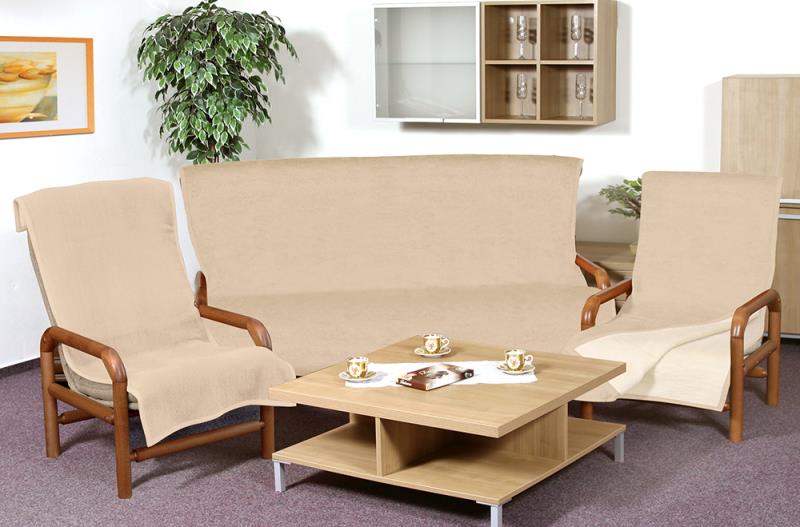 Bellatex Souprava KIRA PLUS 3+1+1 Tmavě béžová/světle béžová - 1x 150x200+2x 65x150 cm