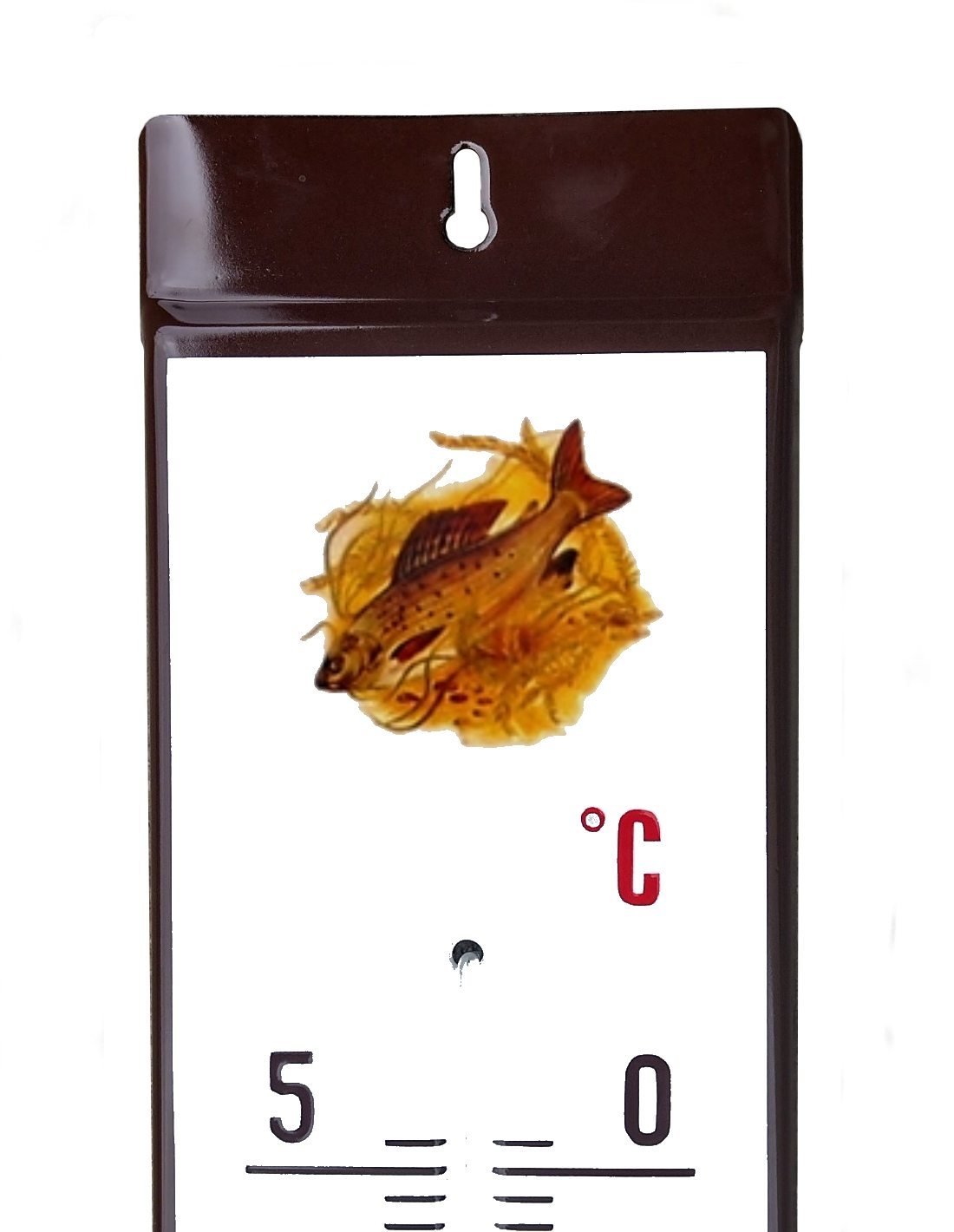 Venkovní teploměr smaltovaný, Hnědobílý 500x95 mm, Motiv lipan