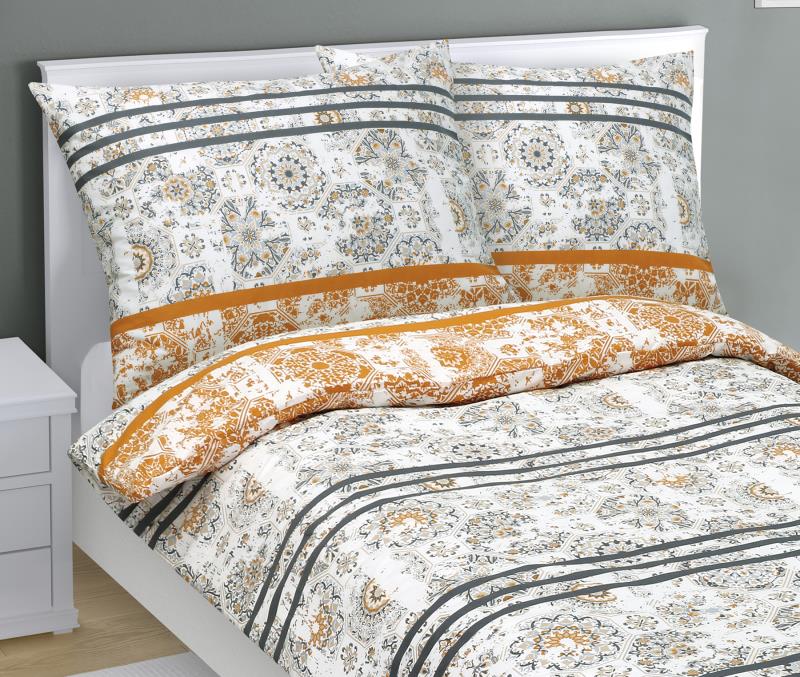 Bellatex Povlečení bavlněné Retro šedooranžové - 140x200, 70x90 cm