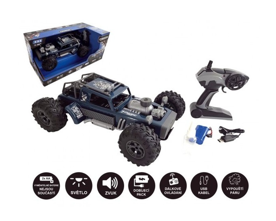Auto RC buggy vypouštějící páru, modré 38cm