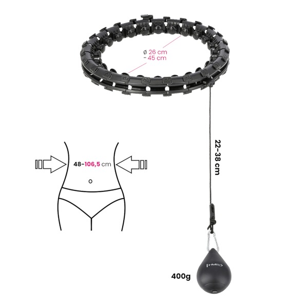 Masážní hula hoop HMS HHW01 se závažím černá