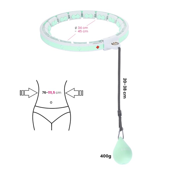 Masážní hula hoop HMS HHW06 se závažím a počítadlem, zelená