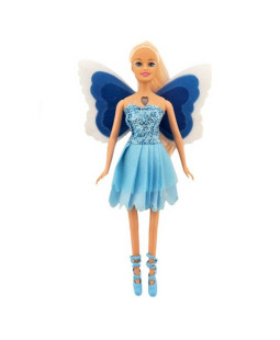 Panenka Víla s křídly modrá, se světlem 29cm