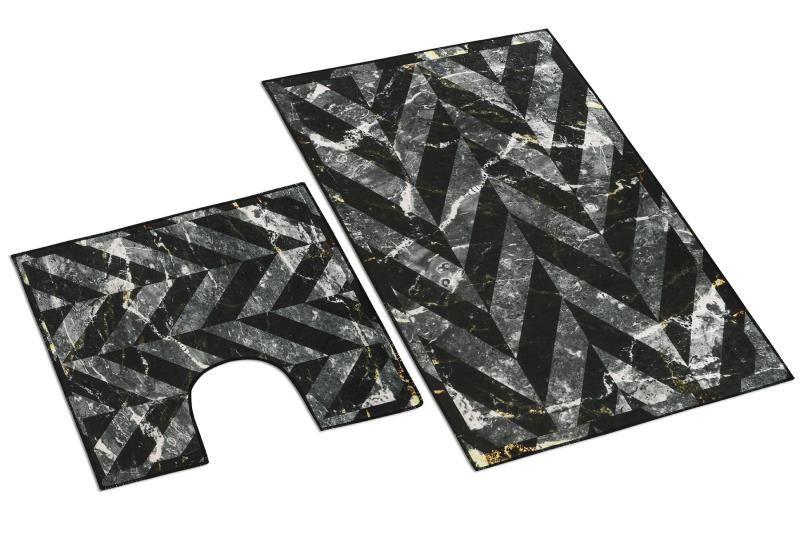 Bellatex koupelnová sada 3D tisk, Černý mramor - 60x100, 60x50 cm