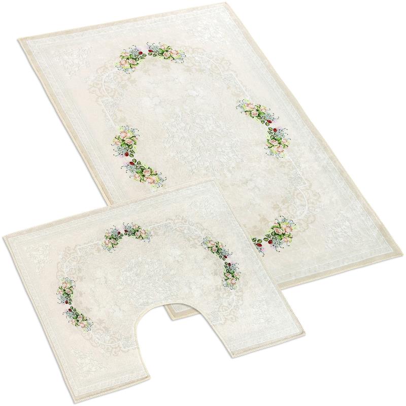 Bellatex Koupelnová sada 3D tisk, Růžičky - 60x100, 60x50 cm