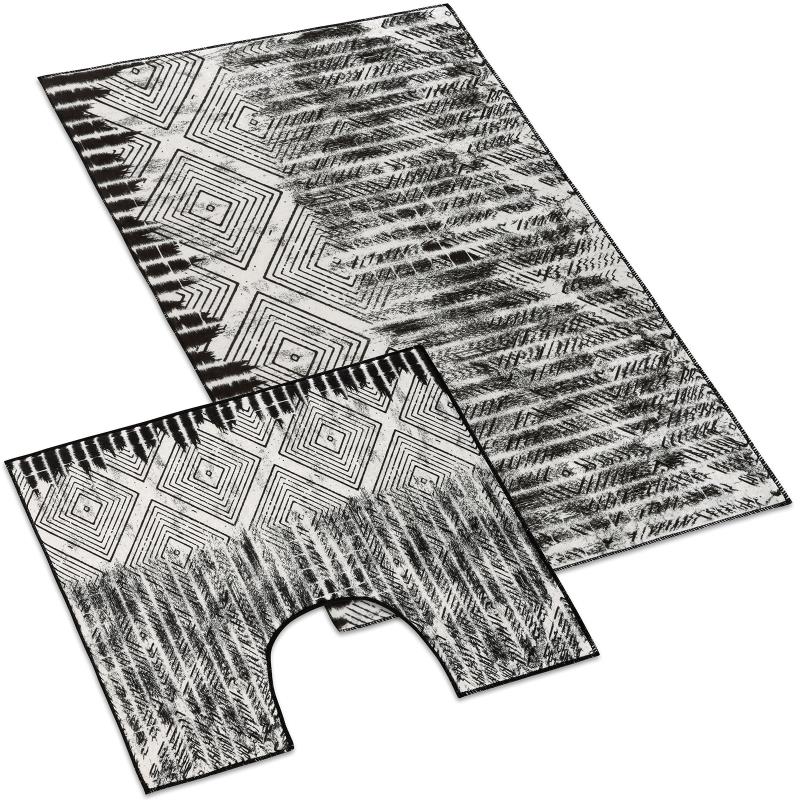 Bellatex Koupelnová sada 3D tisk, Kosočtverce černá, bílá - 60x100, 60x50cm