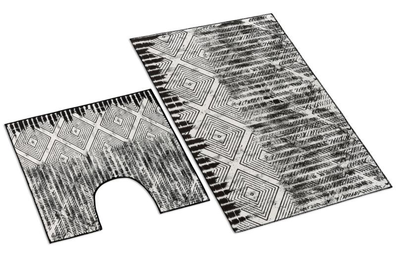 Bellatex Koupelnová sada 3D tisk, Kosočtverce černá, bílá - 60x100, 60x50cm