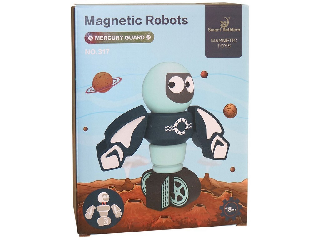 Made Robot magnetický, modrý, 7 ks, 15 cm