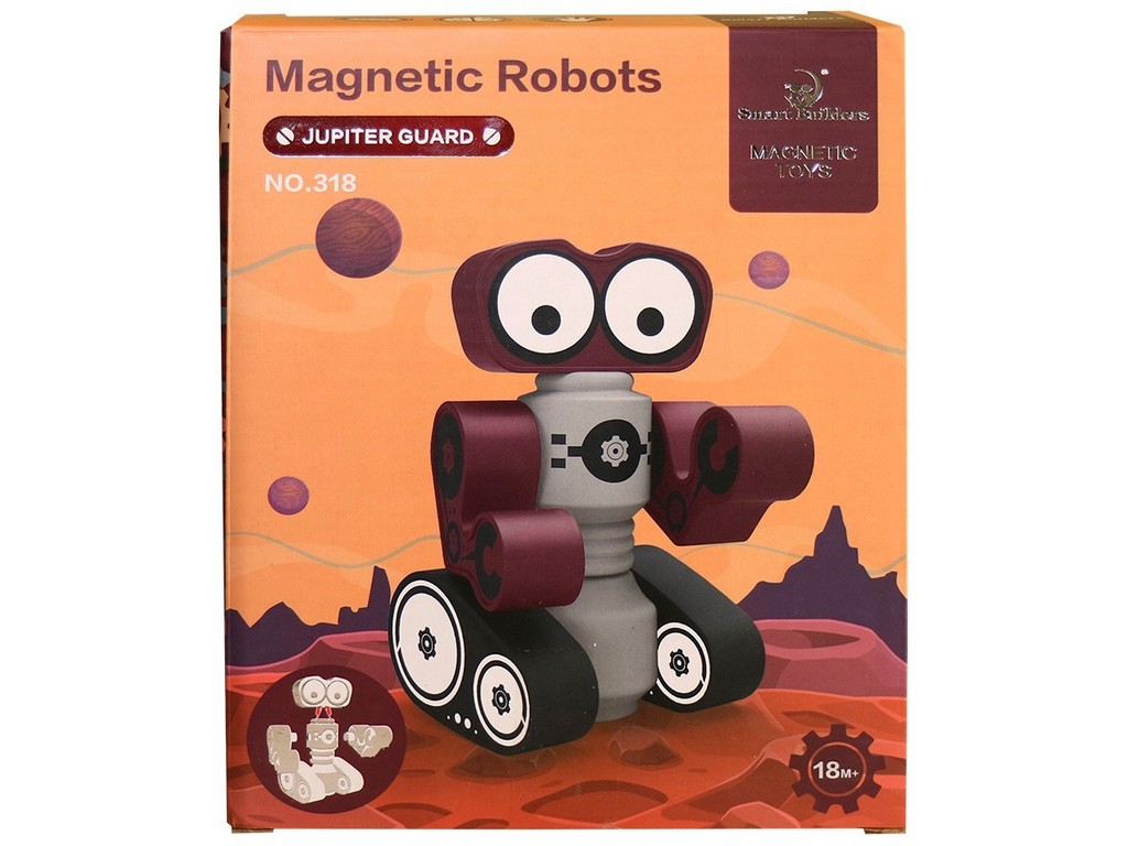 Made Robot magnetický, červený, 7 ks, 15 cm