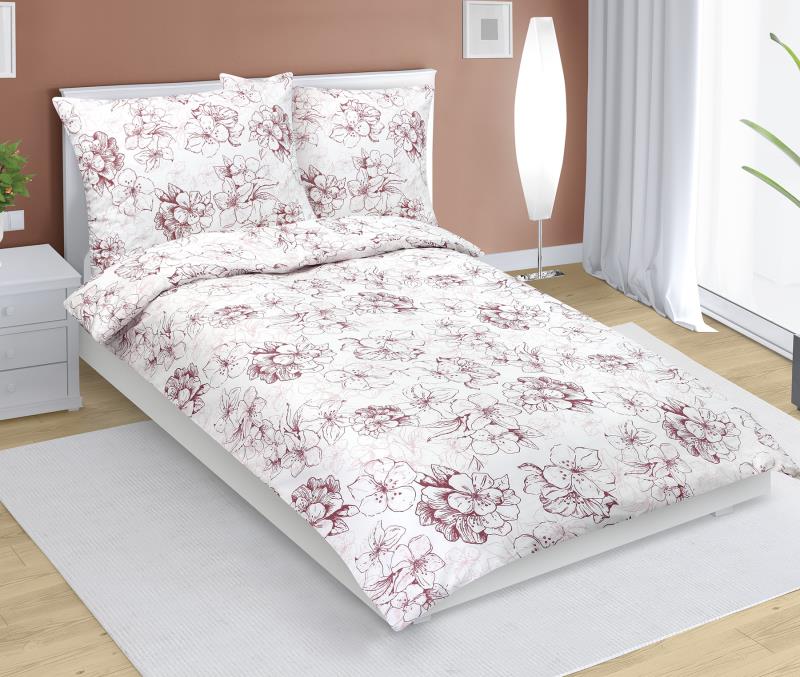Bellatex Povlečení bavlněné, Vínový květ - 140x200, 70x90 cm