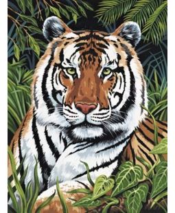 Malování obrázků podle čísel - Tygr v trávě  22 x 30 cm