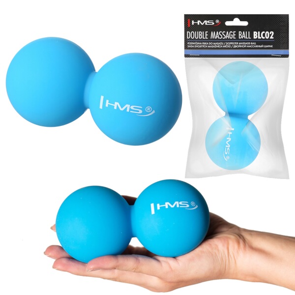 Dvojitý masážní míč HMS BLC02 Lacrosse Ball, modrý