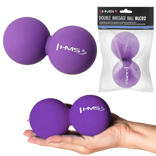 Dvojitý masážní míč HMS BLC02 Lacrosse Ball, fialový