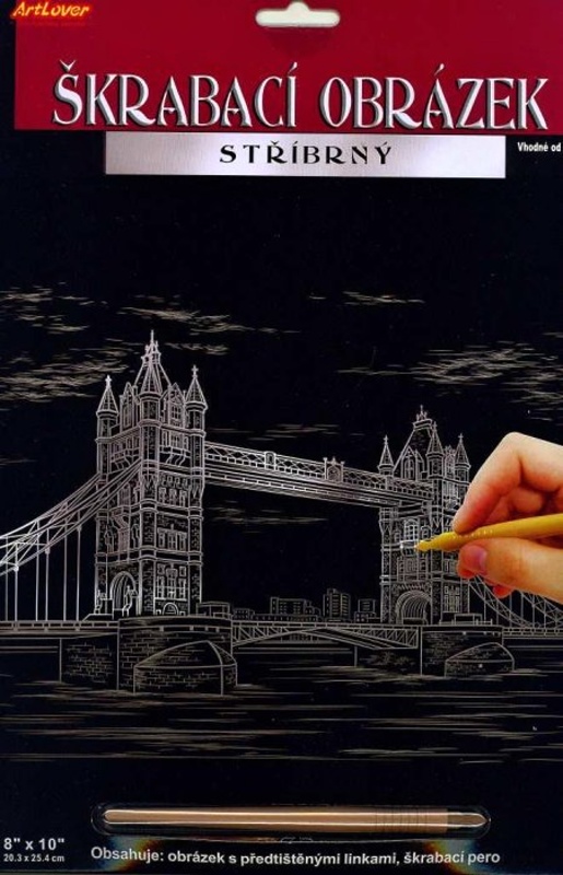 ArtLover škrabací obrázek stříbrný 25x20 cm - Tower Bridge