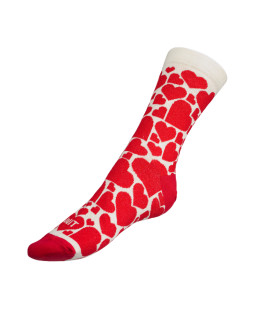 Bellatex Ponožky Srdce - červená, krémová - 35-38