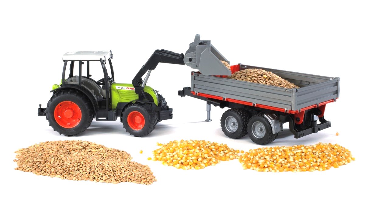 Bruder 2112 Traktor Claas Nectis 267F s přívěsem a př.lžící
